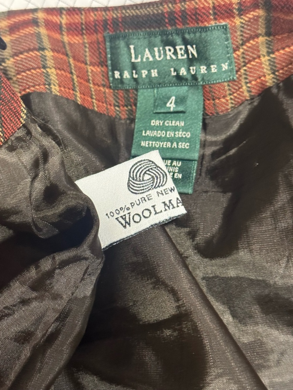 Lauren Ralph Lauren 100% wool plaid wrap skirt leather buckle detail - Picture 6 of 11